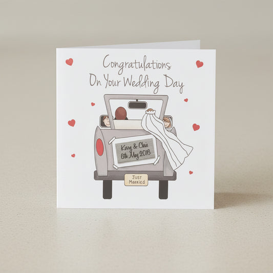 Personalised Congratulations Just Married Wedding Day Greeting Card