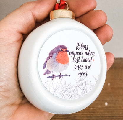 Sentimental Robin Memorial Ceramic Hanging Christ Tree Decoration