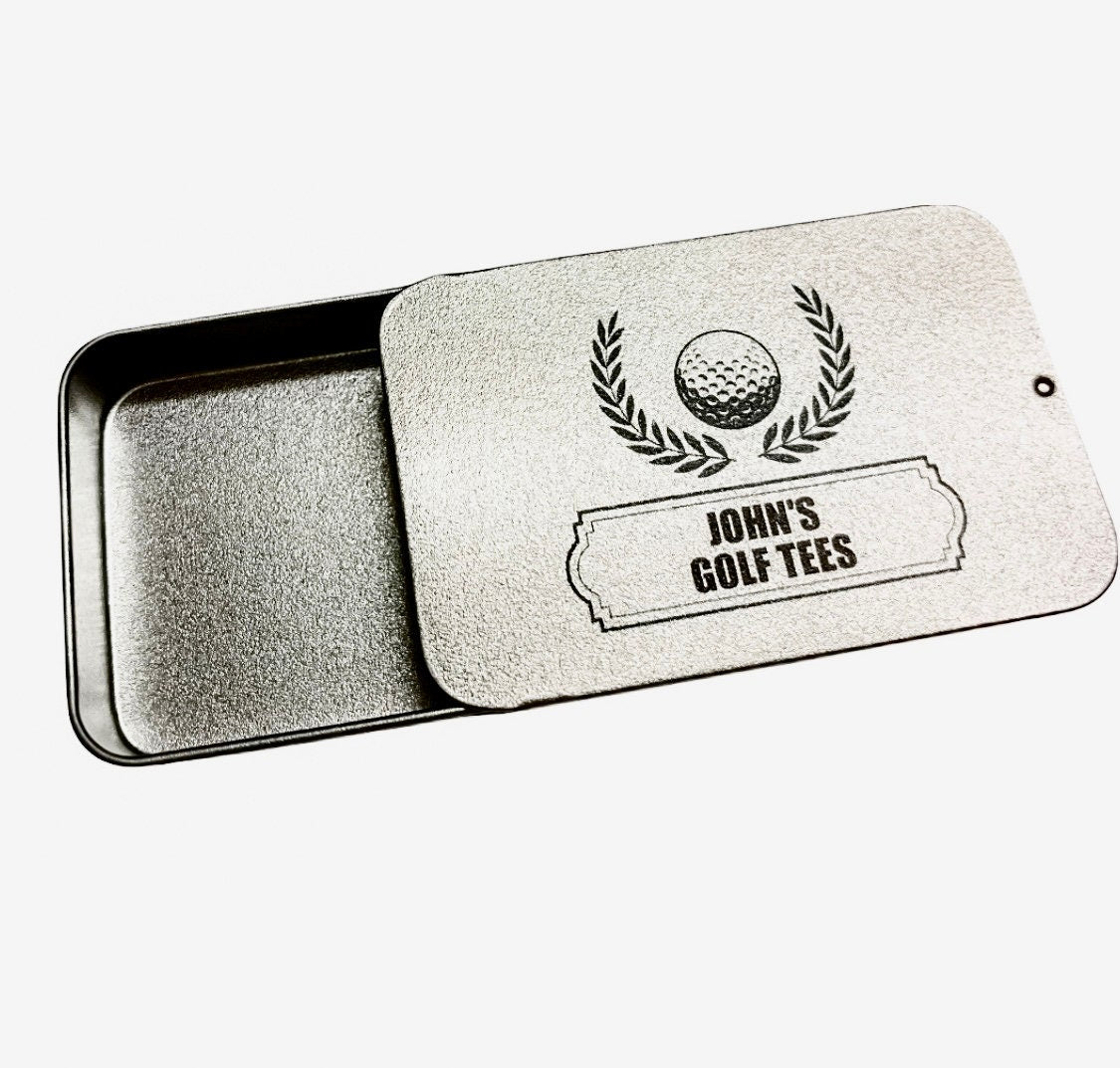 Personalised Name Golf Tees Metal Tin