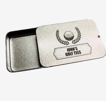 Personalised Name Golf Tees Metal Tin