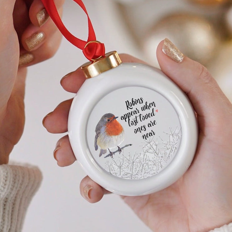 Sentimental Robin Memorial Ceramic Hanging Christ Tree Decoration