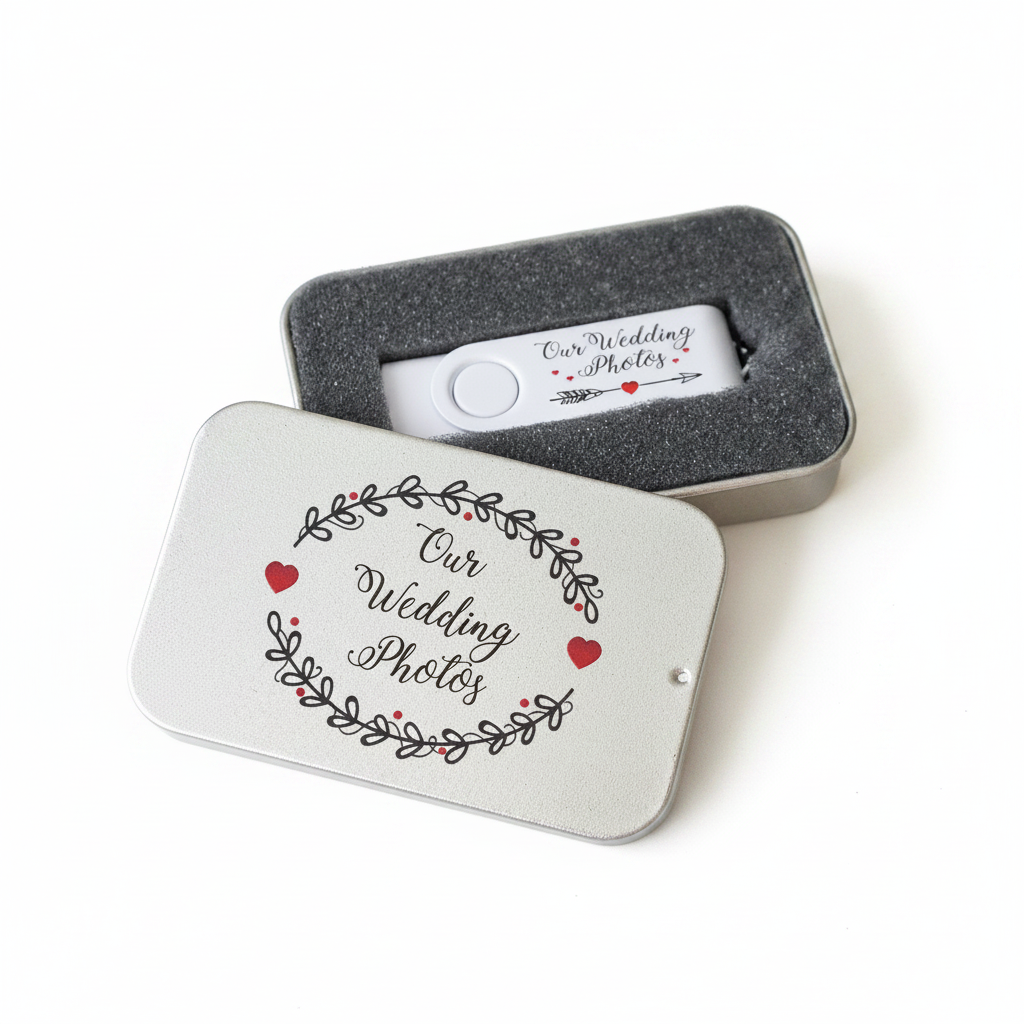 Our Wedding Photos USB Flashdrive In Presentation Tin