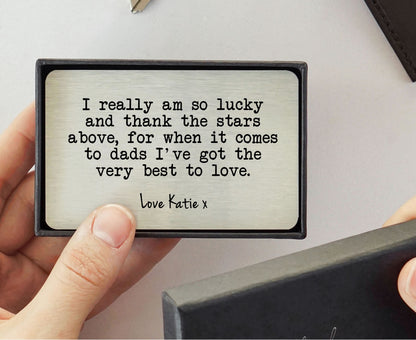 Personalised Dad Daddy Sentimental Poem Words Metal Wallet Card