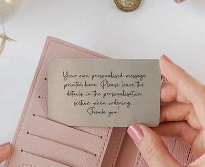 Personalised Sentimental Keepsake Wallet Card - Own Wording Scripted Font