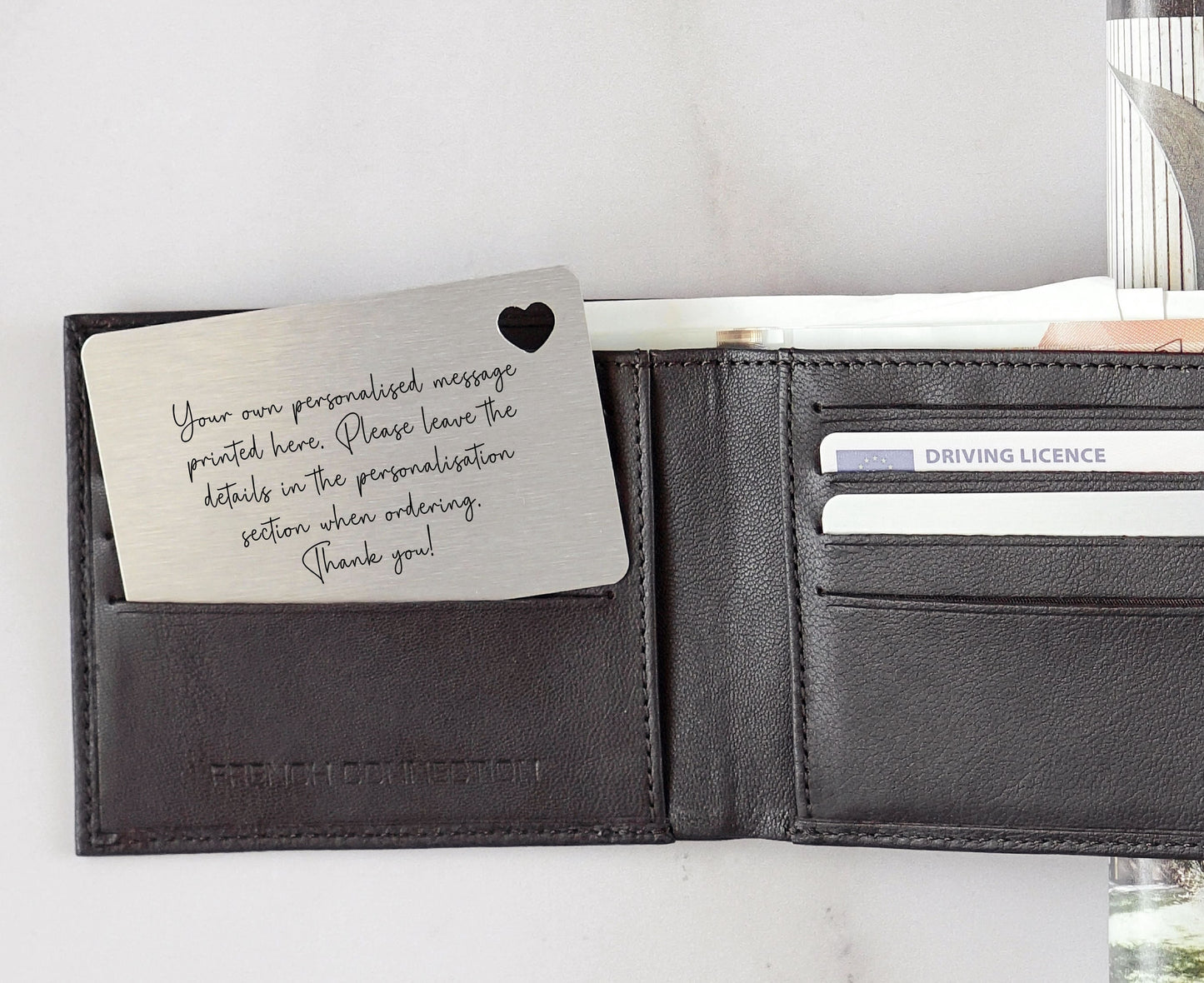 Personalised Sentimental Keepsake Wallet Card - Own Wording Scripted Font