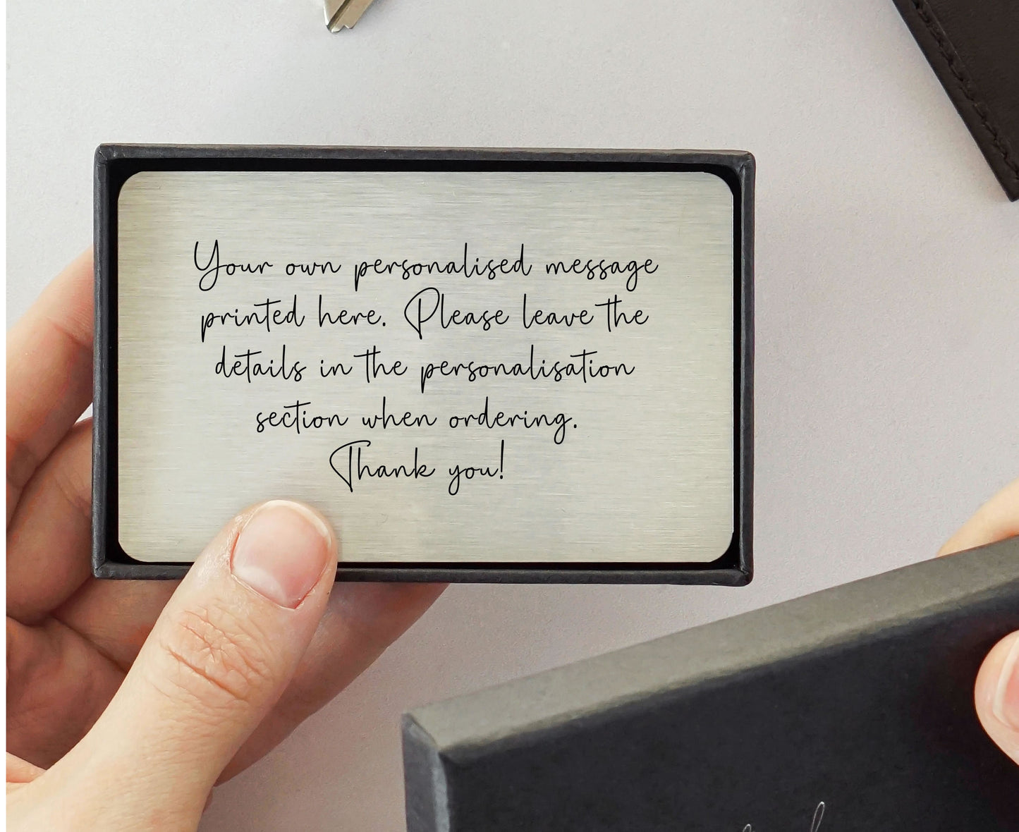 Personalised Sentimental Keepsake Wallet Card - Own Wording Scripted Font