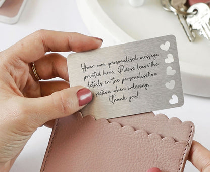 Personalised Sentimental Keepsake Wallet Card - Own Wording Scripted Font