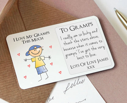 Personalised Grandad Granda Gramps Metal Wallet Card