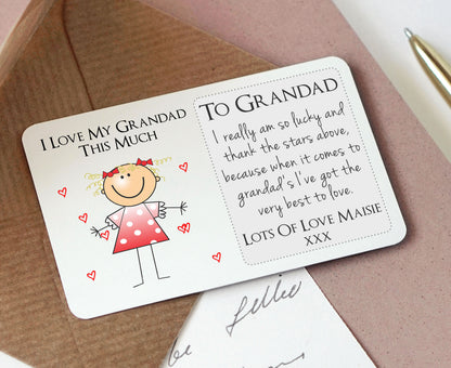 Personalised Grandad Granda Gramps Metal Wallet Card