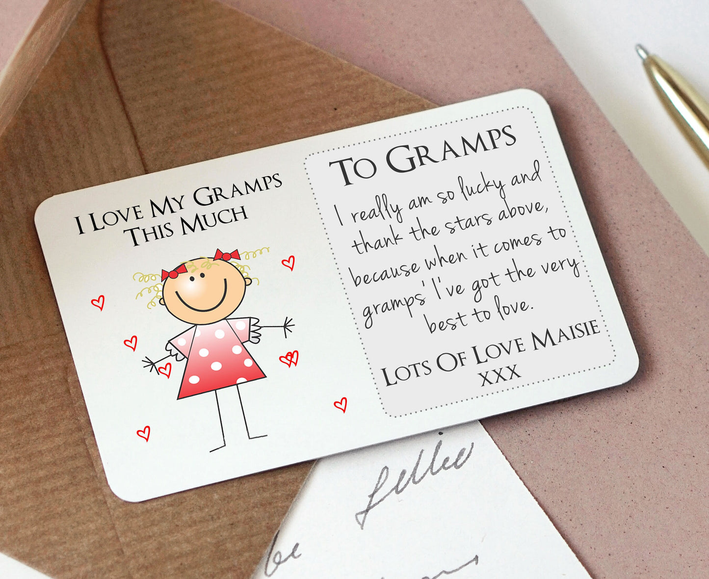 Personalised Grandad Granda Gramps Metal Wallet Card