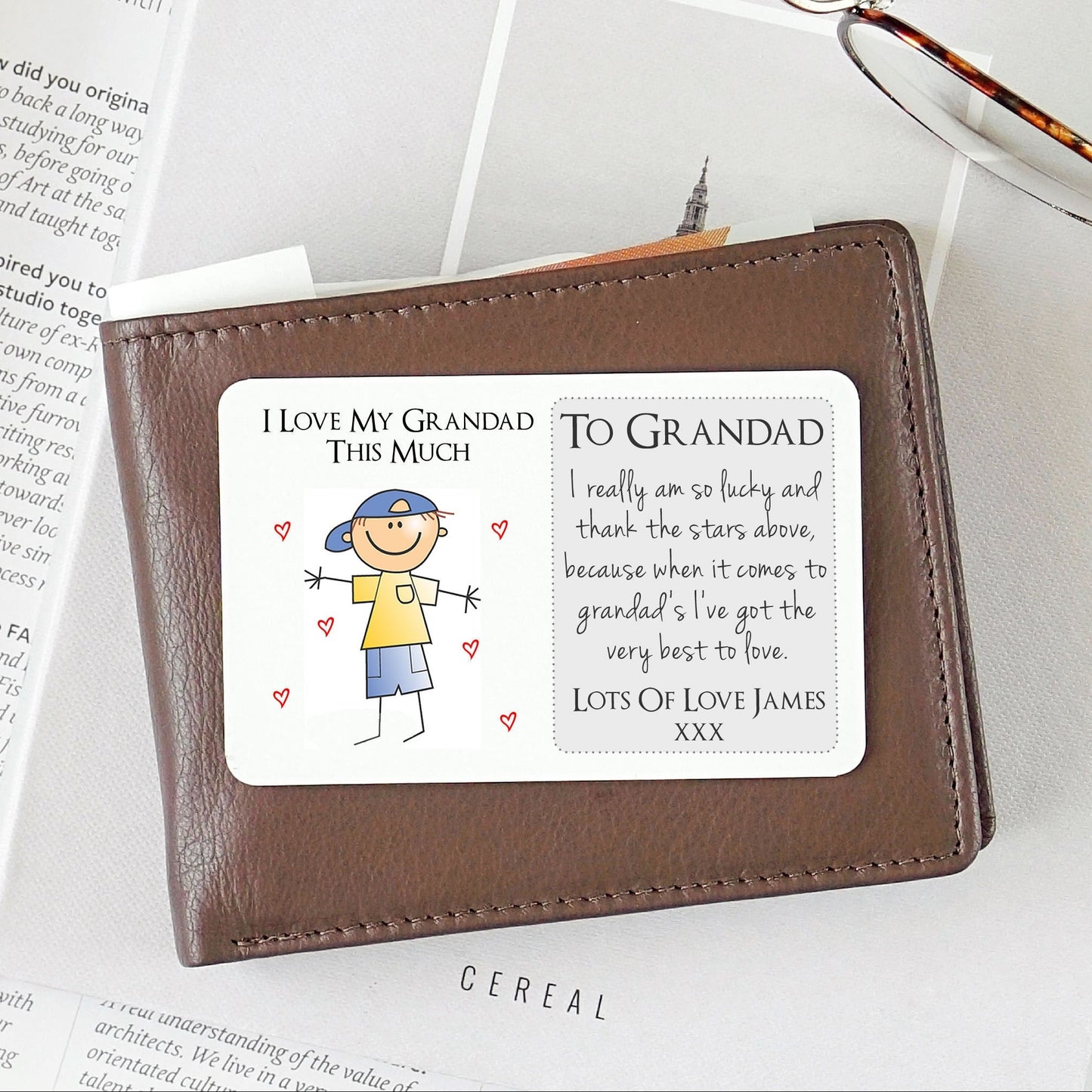 Personalised Grandad Granda Gramps Metal Wallet Card