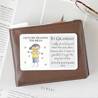 Personalised Grandad Granda Gramps Metal Wallet Card
