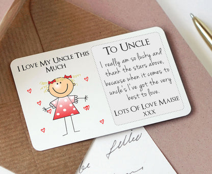 Personalised Uncle Sentimental Metal Wallet Card