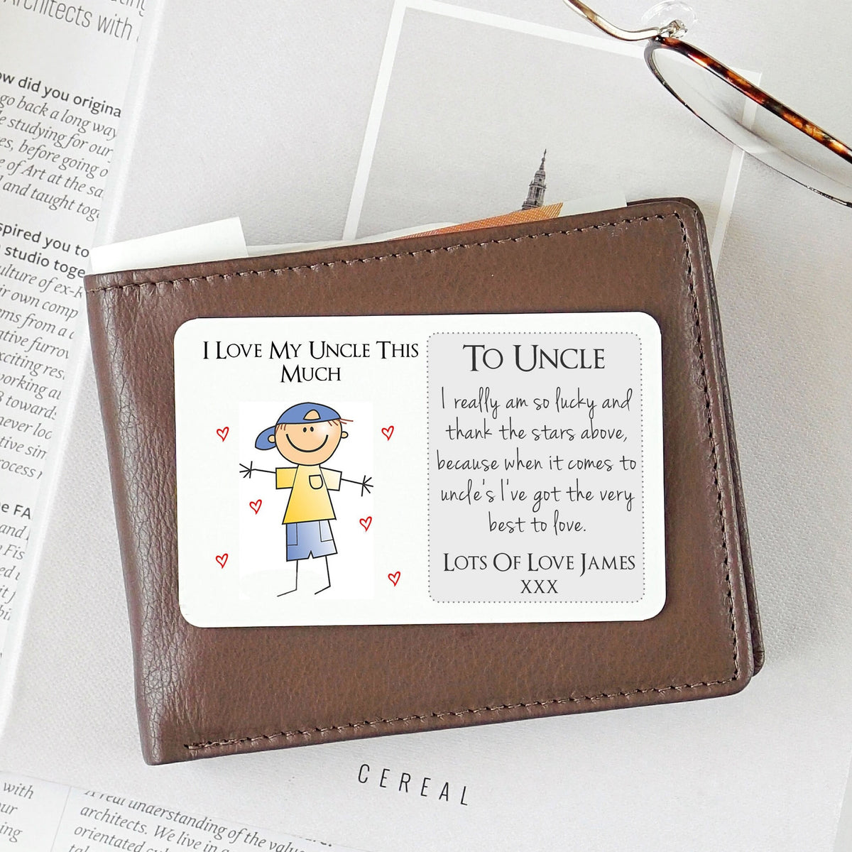 Personalised Uncle Sentimental Metal Wallet Card
