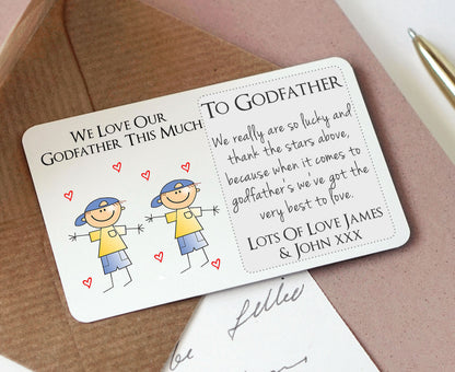 Personalised Godfather Sentimental Metal Wallet Card
