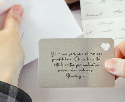 Personalised Sentimental Keepsake Wallet Card - Own Wording Scripted Font