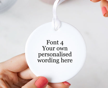 Personalised Custom Wording Round Ceramic Keepsake Hanging Ornament