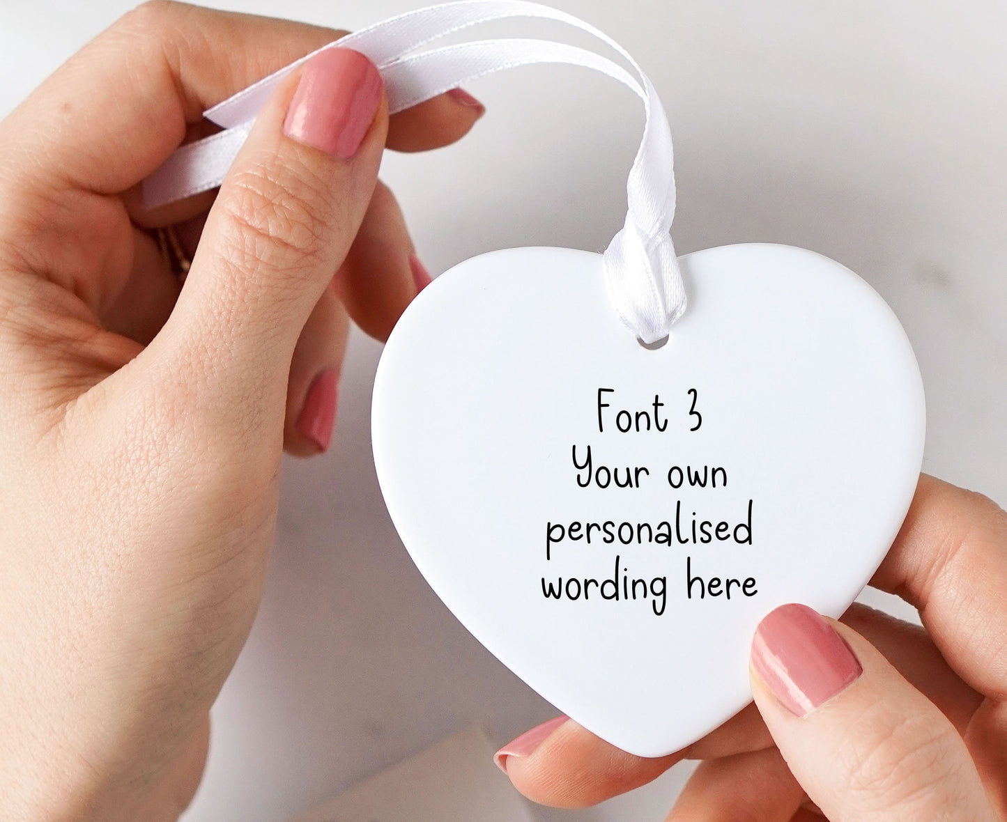 Personalised Custom Wording Heart Ceramic Keepsake Hanging Ornament