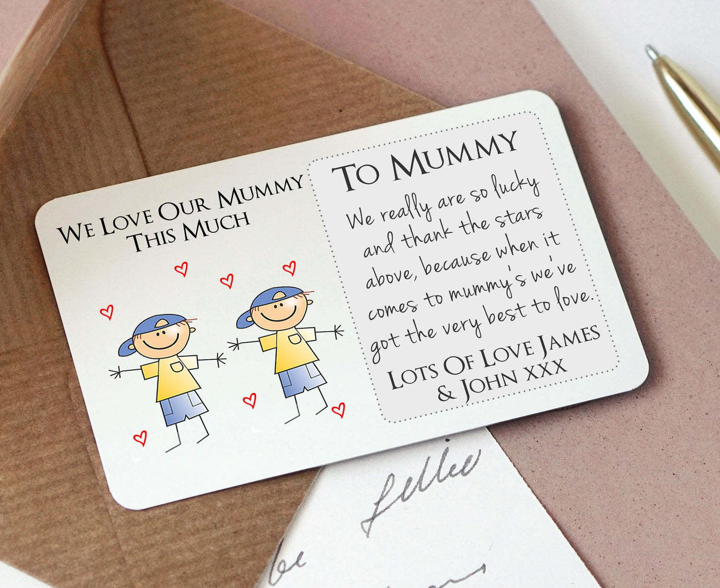 Personalised Mum Mummy Sentimental Wallet Metal Card