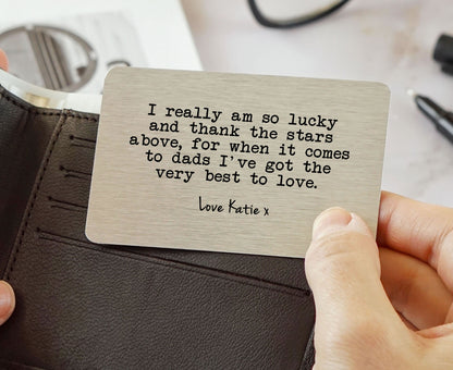 Personalised Dad Daddy Sentimental Poem Words Metal Wallet Card