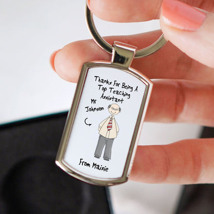 Personalised Male Top Teaching Assistant Metal Keyring