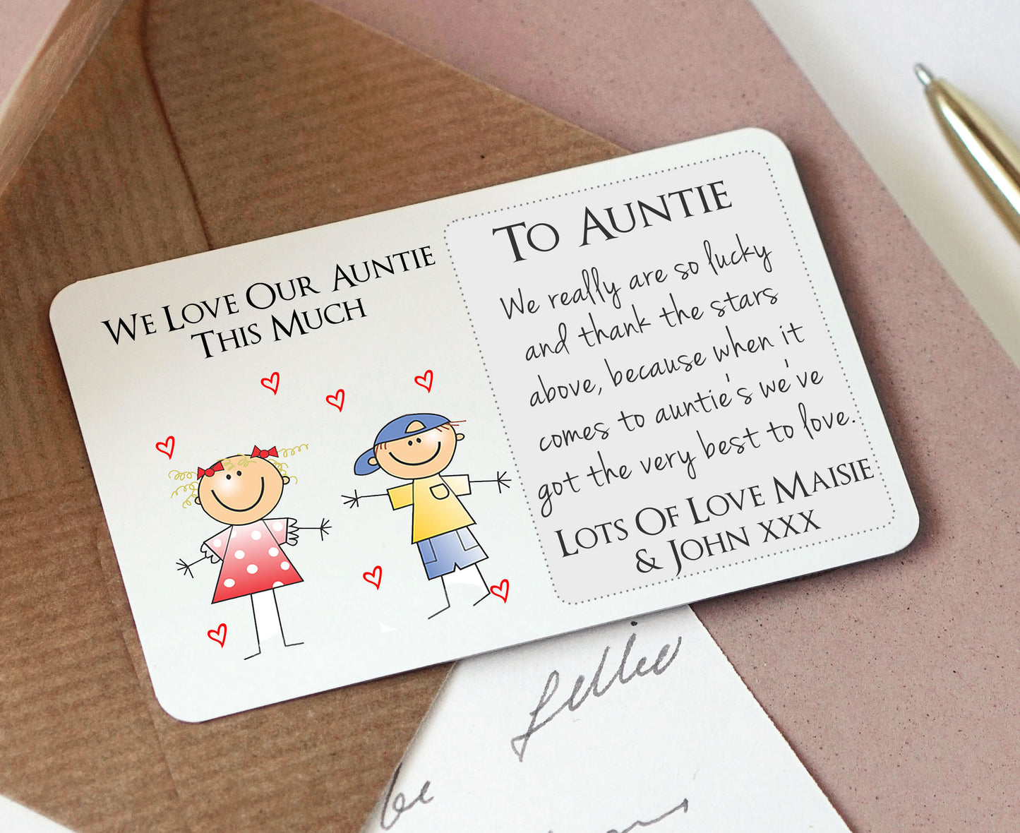Personalised Auntie Aunt Aunty Sentimental Wallet Card