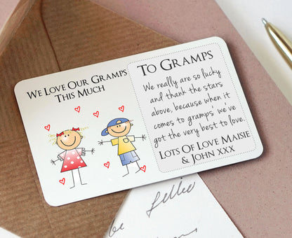 Personalised Grandad Granda Gramps Metal Wallet Card