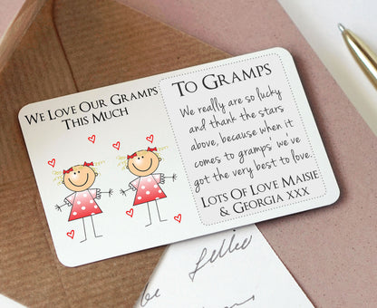 Personalised Grandad Granda Gramps Metal Wallet Card
