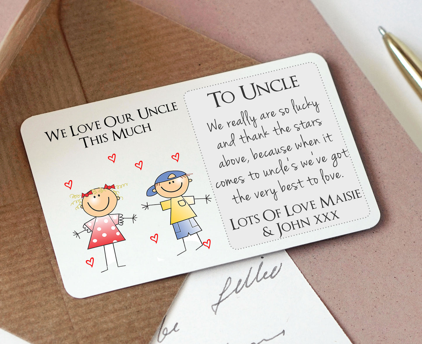 Personalised Uncle Sentimental Metal Wallet Card