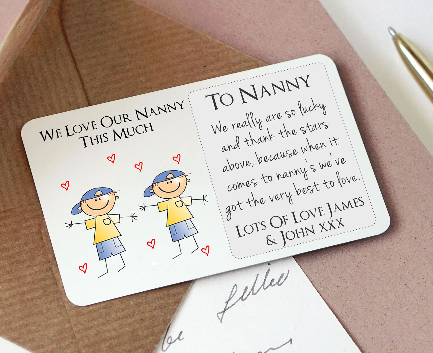 Personalised Nan Nanny Sentimental Metal Wallet Card