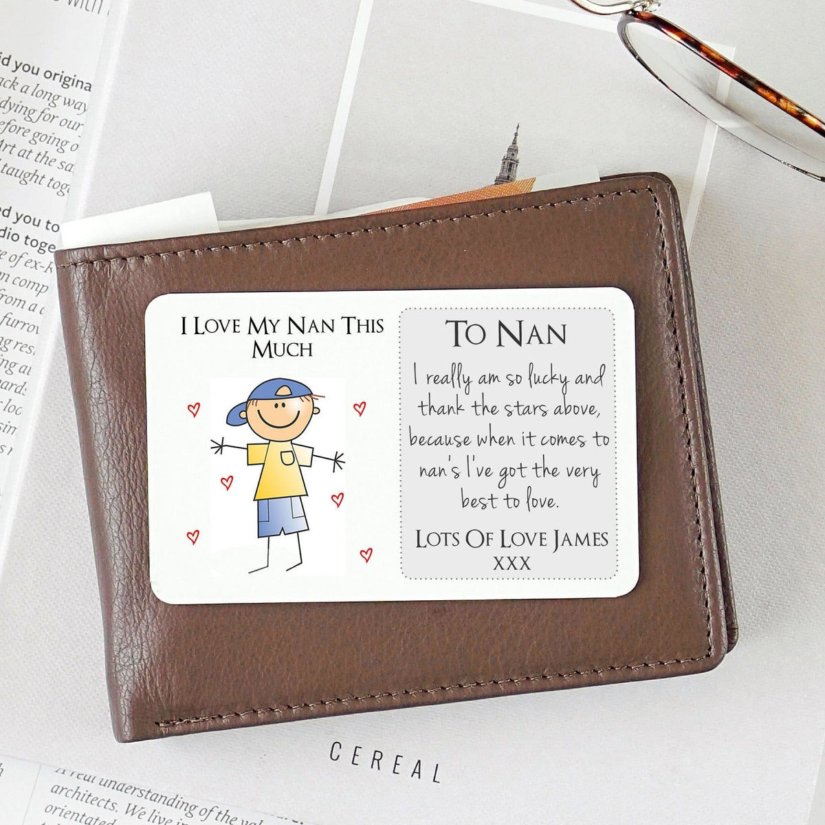 Personalised Nan Nanny Sentimental Metal Wallet Card