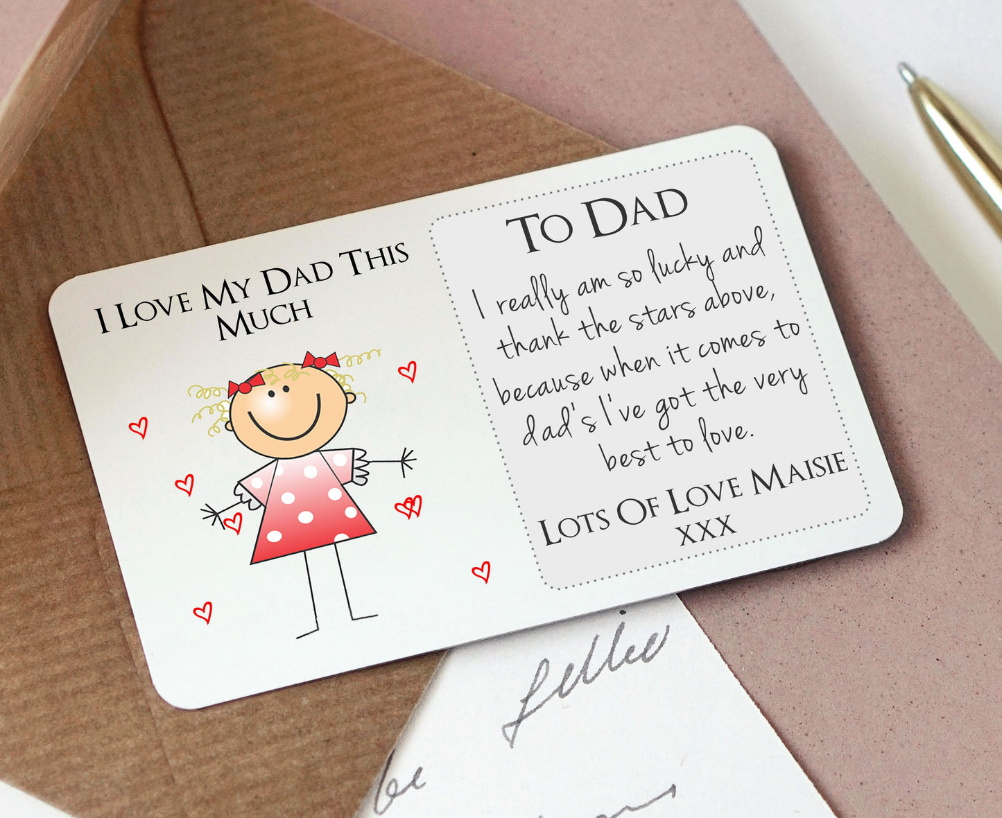 Personalised Dad Daddy Sentimental Keepsake Wallet Card