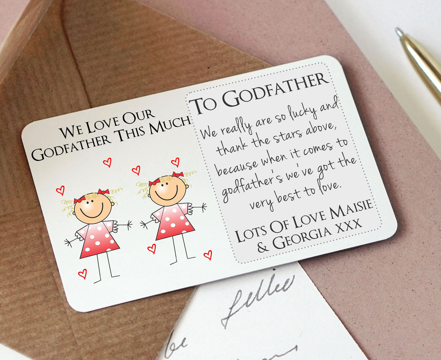 Personalised Godfather Sentimental Metal Wallet Card