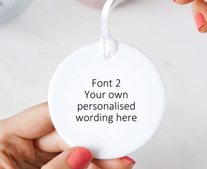 Personalised Custom Wording Round Ceramic Keepsake Hanging Ornament