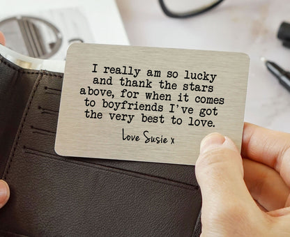 Personalised Boyfriend Sentimental Metal Wallet Card