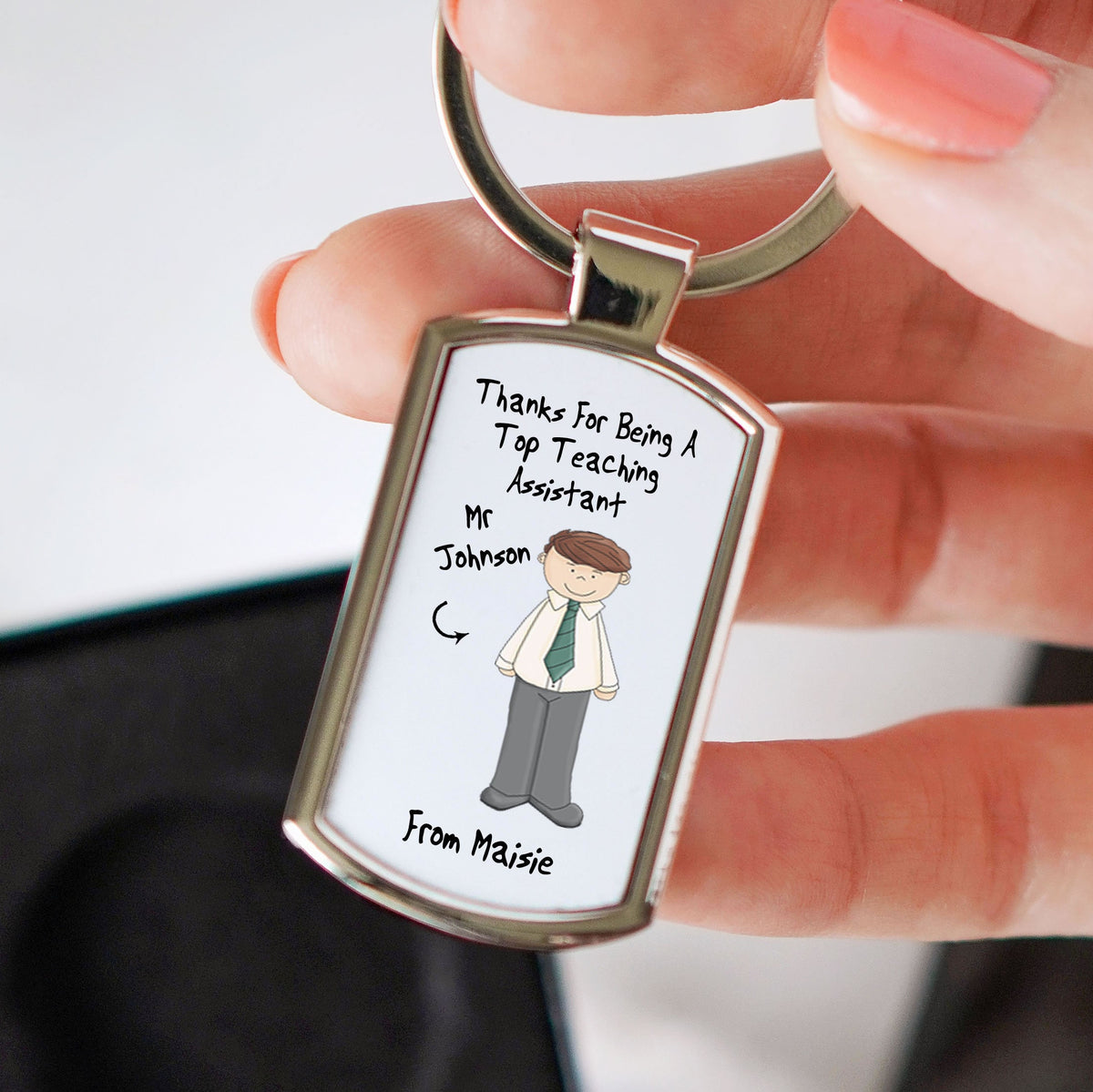 Personalised Male Top Teaching Assistant Metal Keyring
