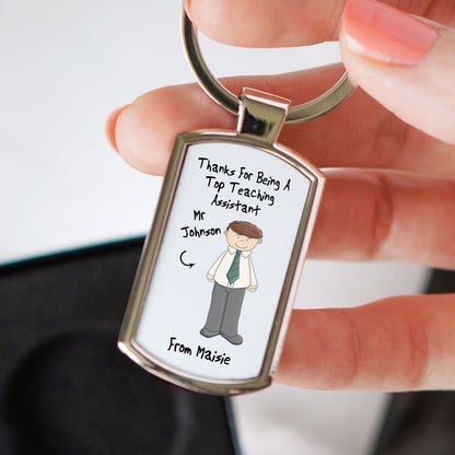 Personalised Male Top Teaching Assistant Metal Keyring