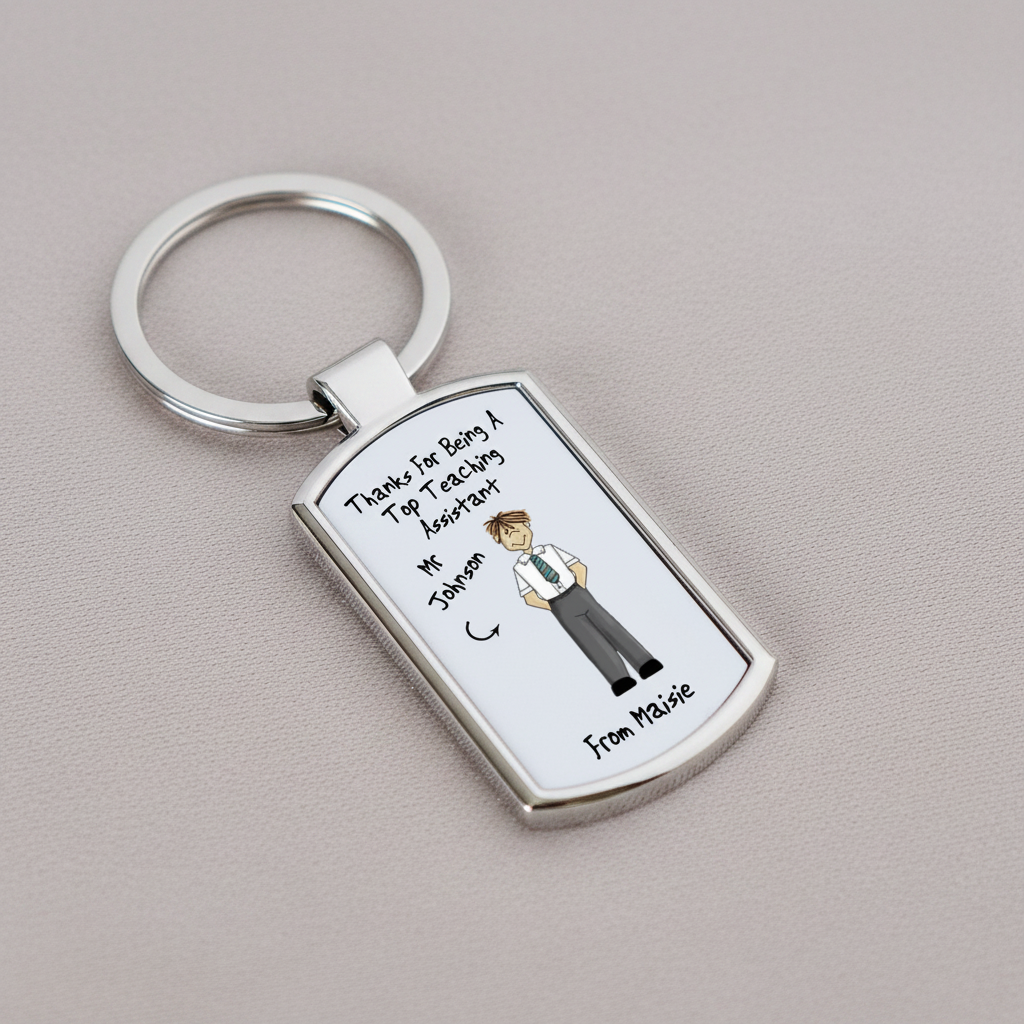 Personalised Male Top Teaching Assistant Metal Keyring
