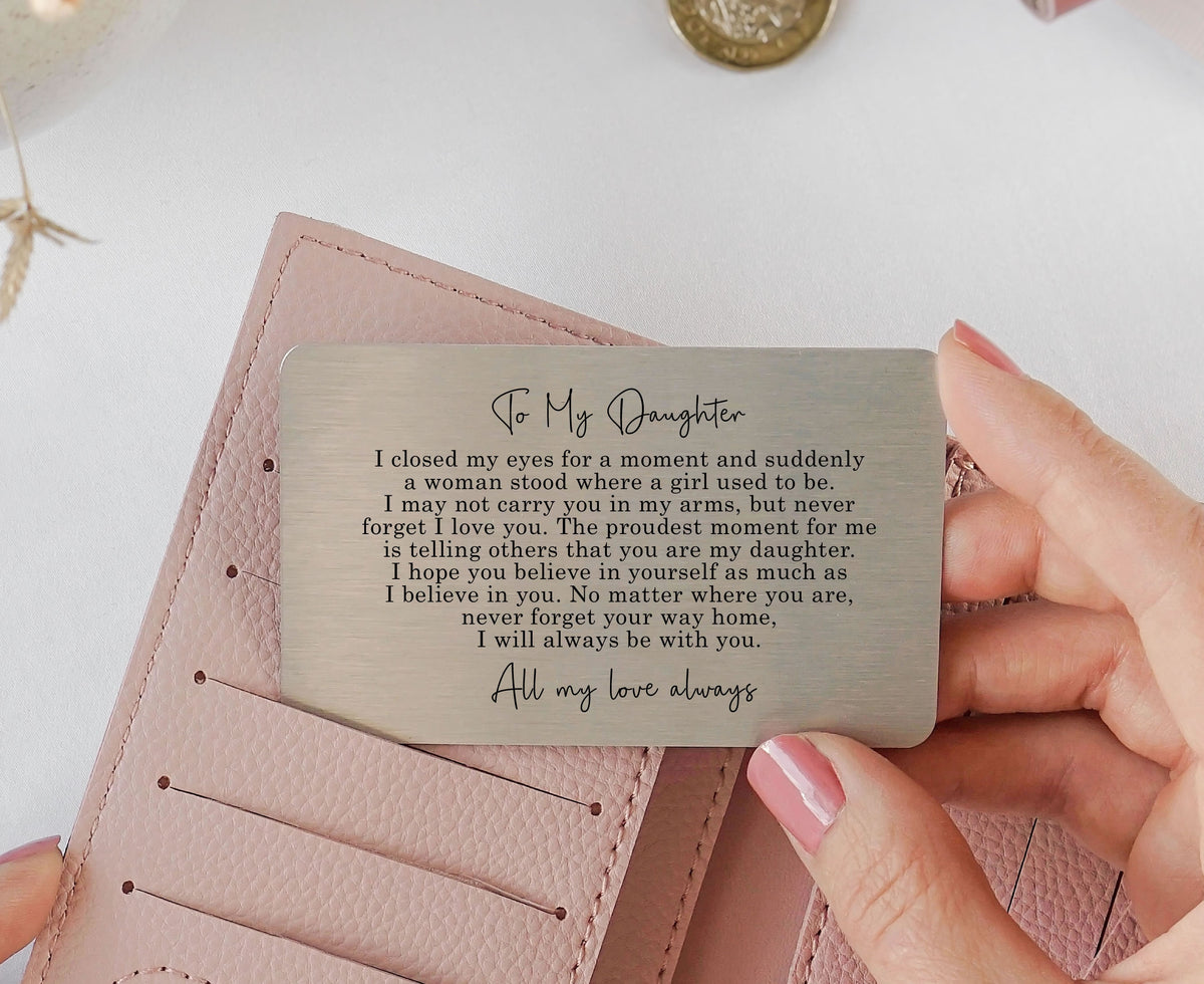 To My Daughter Sentimental Poem Metal Wallet Card Gift