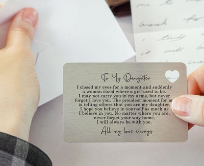 To My Daughter Sentimental Poem Metal Wallet Card Gift