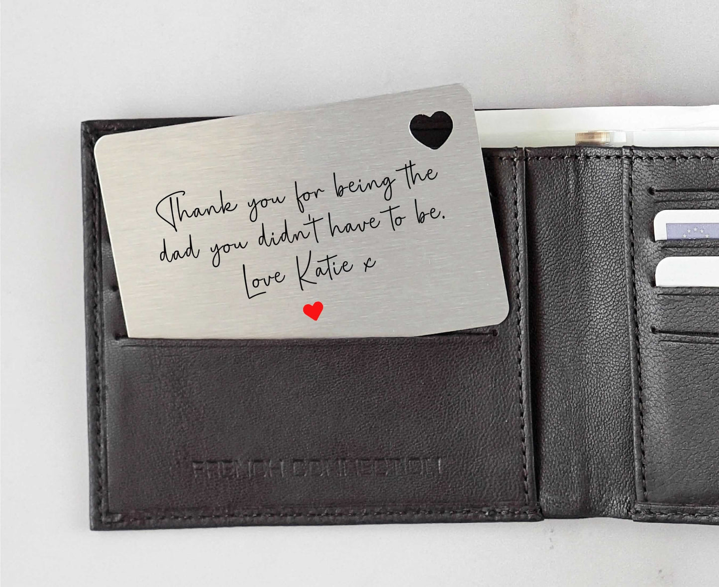 Personalised Stepdad Thank You For Sentimental Poem Metal Wallet Card