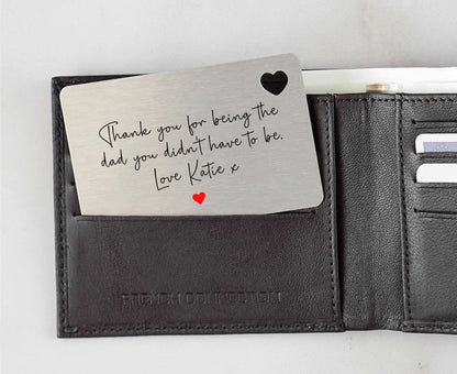Personalised Stepdad Thank You For Sentimental Poem Metal Wallet Card