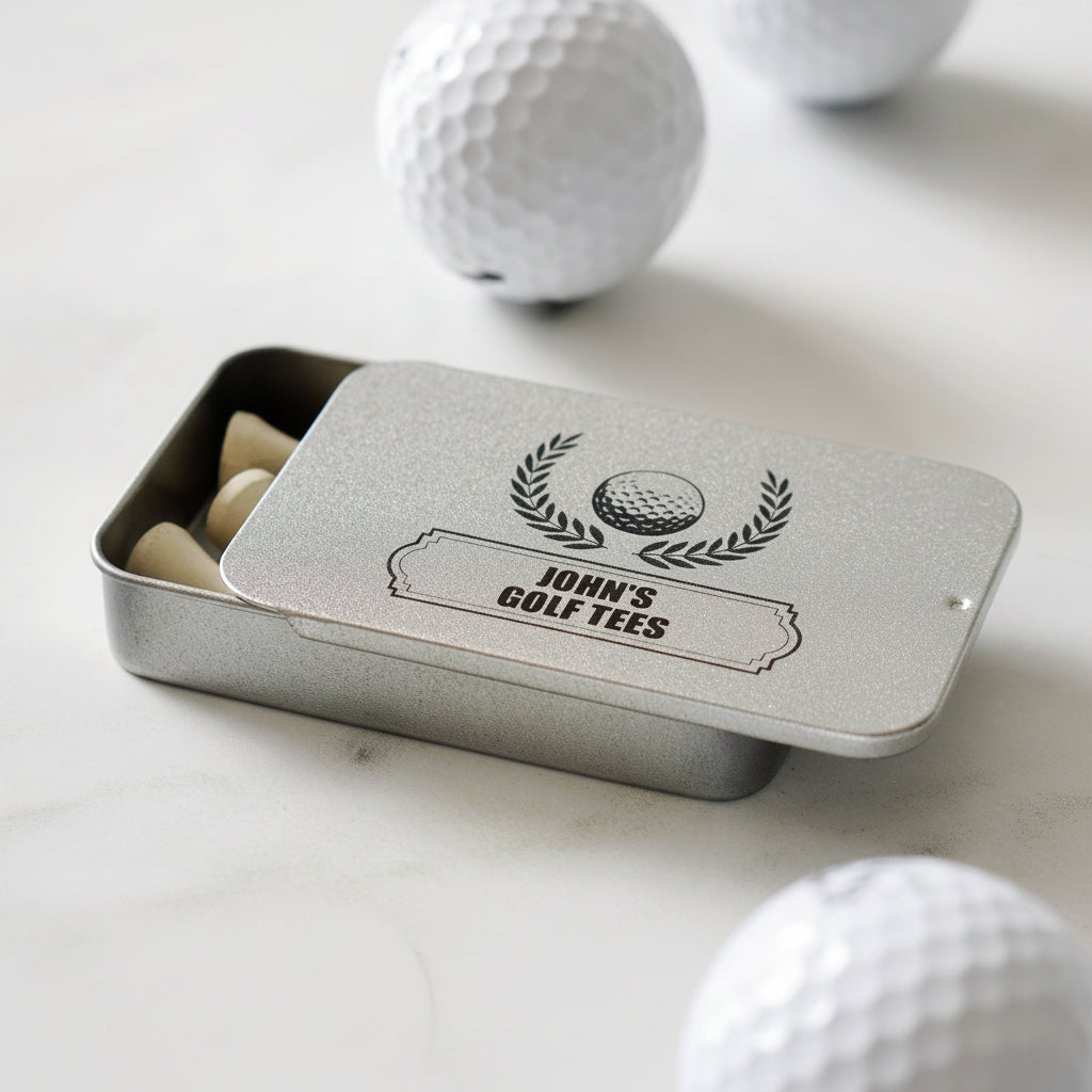 Personalised Name Golf Tees Metal Tin