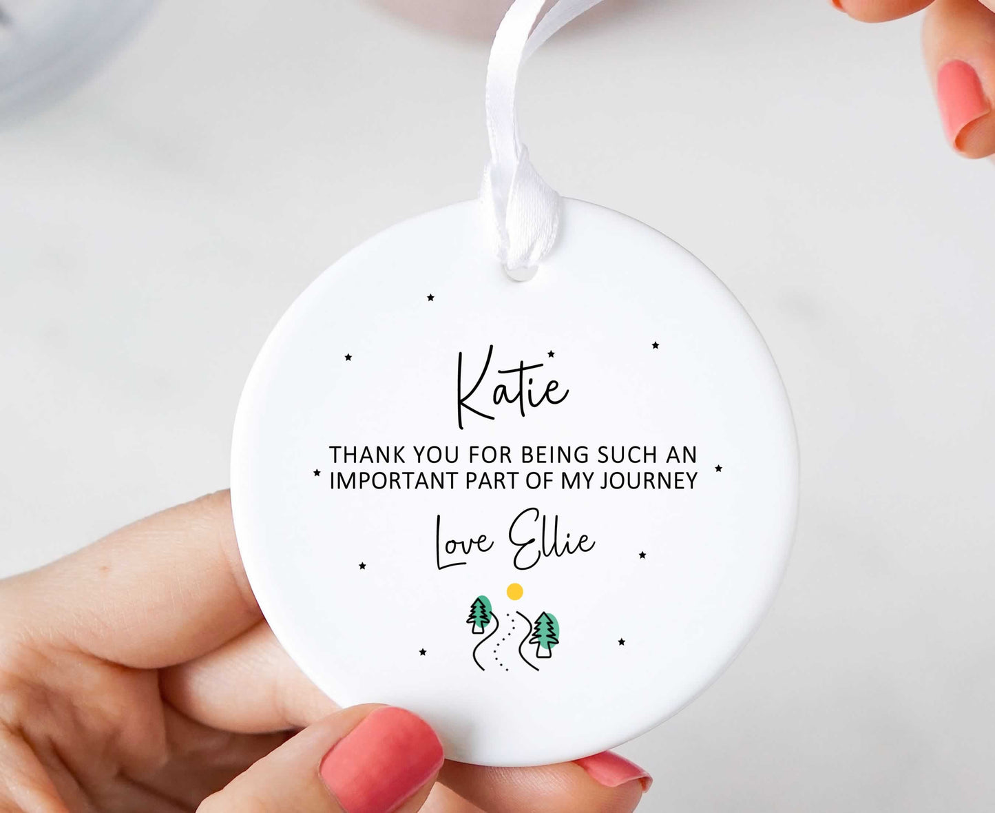 Personalised Thank You Journey Ceramic Keepsake Ornament Gift