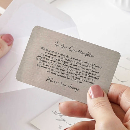 To Our Granddaughter Sentimental Poem Metal Wallet Card