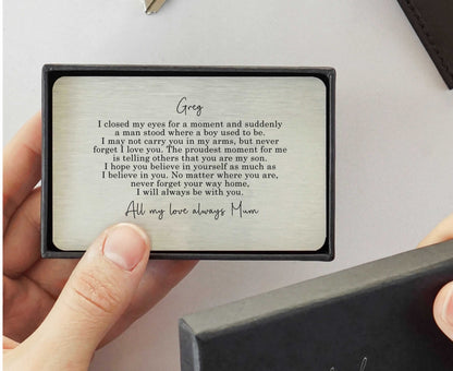 Personalised To My Son Sentimental Poem Metal Wallet Card