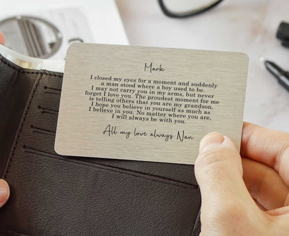 Personalised My Grandson Sentimental Poem Metal Wallet Card