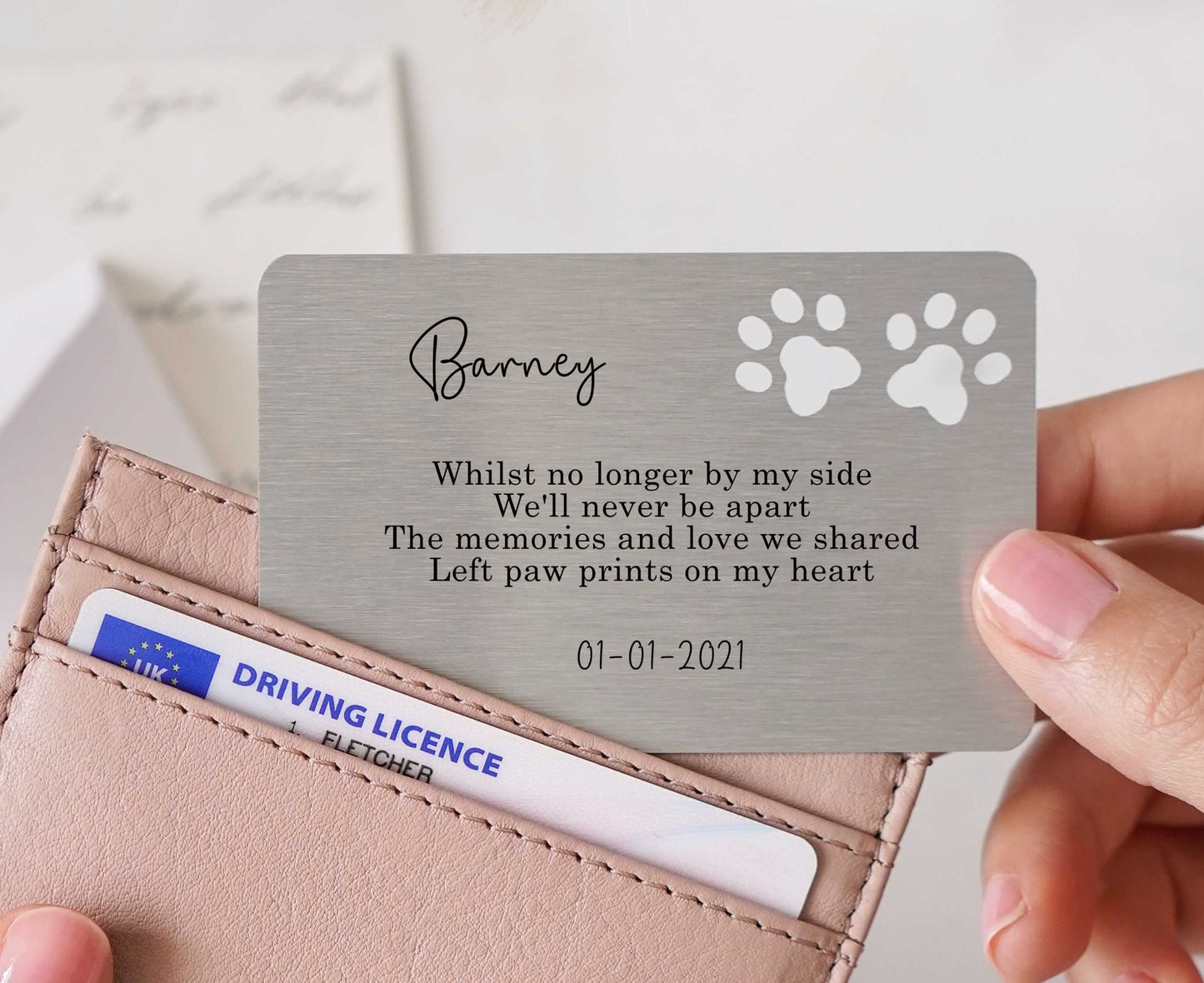 Personalised Sentimental Pet Sympathy Metal Wallet Card
