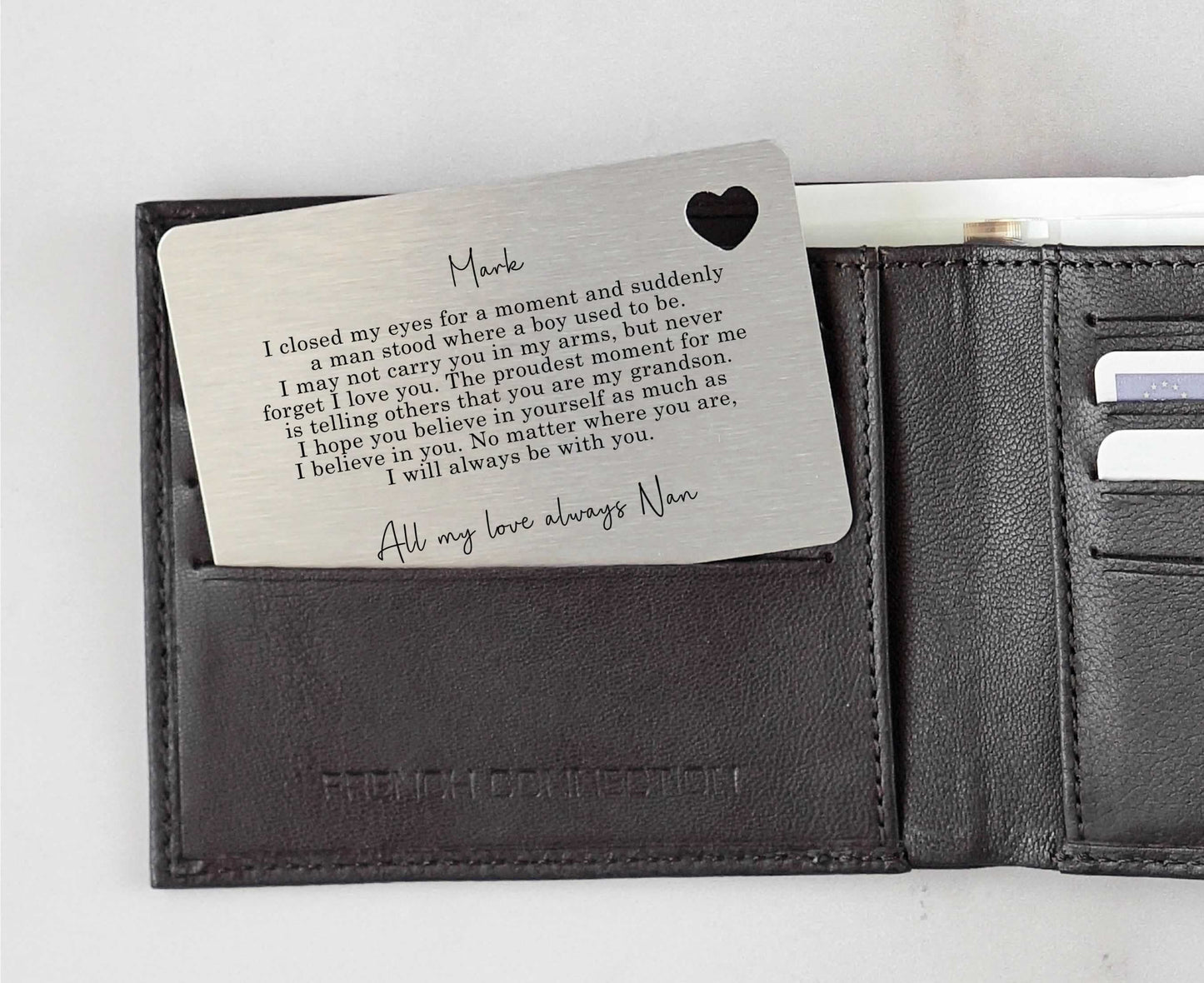 Personalised My Grandson Sentimental Poem Metal Wallet Card