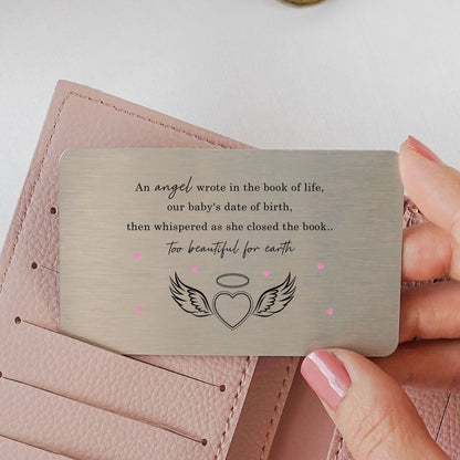 Baby Loss Memorial Metal Wallet Card: Angel Poem Keepsake